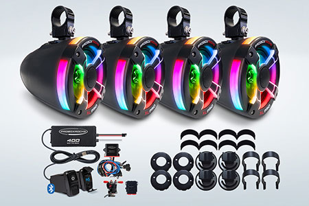 400.2 W Off-Road Audio Amplifier and Tower Speaker Kit